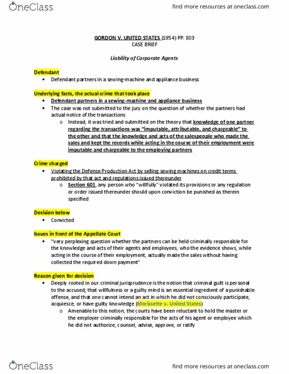 CRM/LAW C144 Chapter Notes - Chapter GORDON V UNITED STATES: Defense Production Act thumbnail